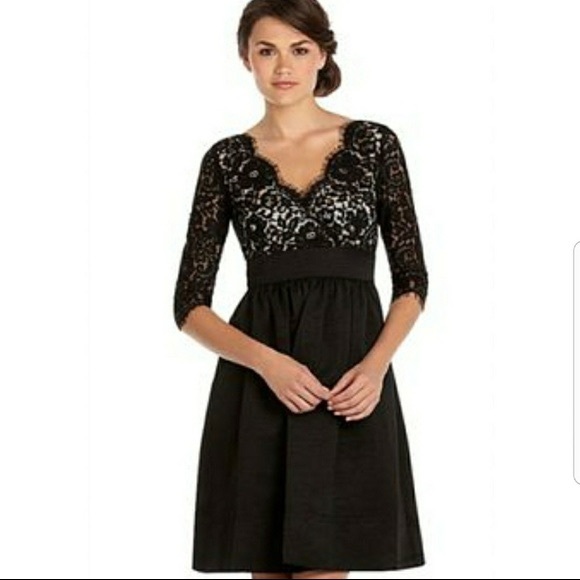 Eliza J Lace & Faille Dress NWT Black Fit Flare 4P